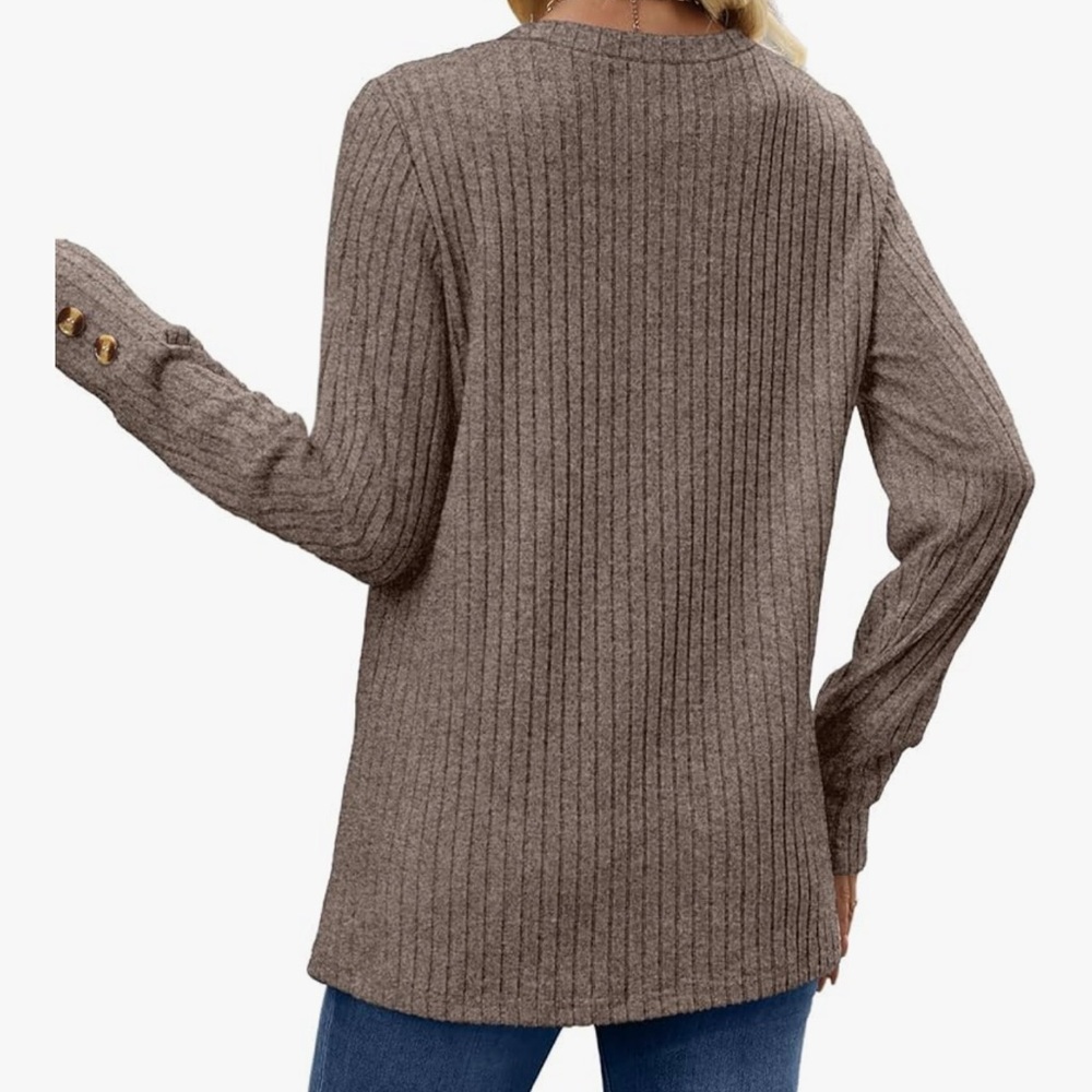 Cozy Ribbed Knit brown top - Picture 3 of 3